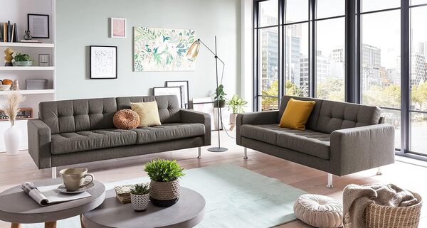 Traumnacht Laval Canapé 2 Places, Avec Housse Textile et Pieds Métalliques, Fabriqué D’après Des Normes De Qualité Allemandes