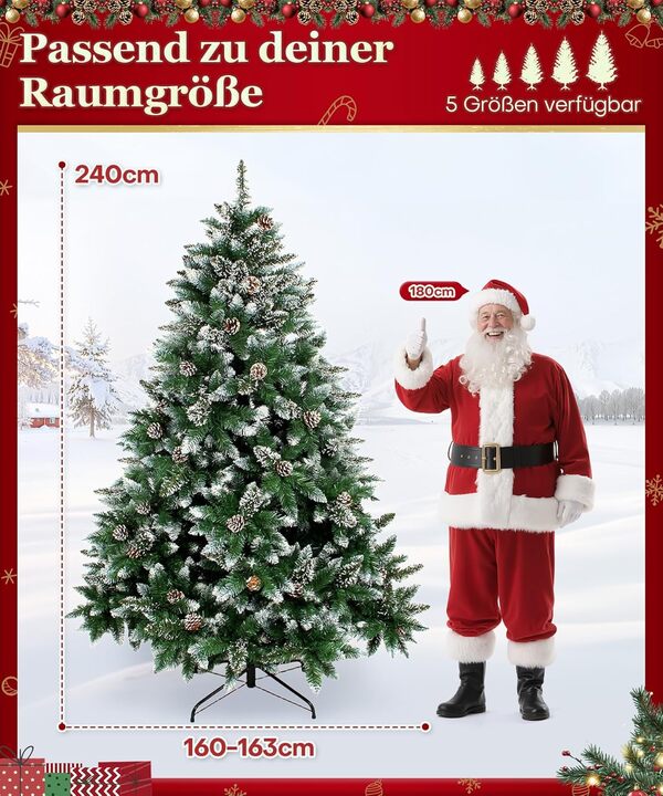 Yorbay Sapin de Noël Artificiel avec Support de Fer 120cm - 240cm Sapin Artificiel pour Décoration Noël (240cm)