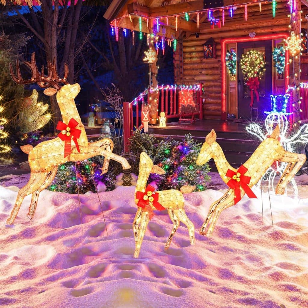 Avis sur les décorations d’extérieur Goplus : ensemble de rennes lumineux avec LED