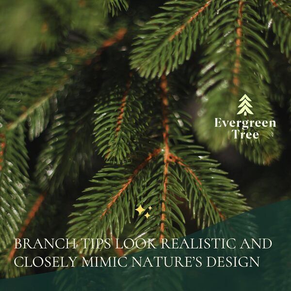 Evergreen Tree® Sapin de Noël artificiel Premium 210 cm - 100% moulage par injection avec branches 3D - Naturel et dense, sapin de Noël avec socle en bois, fabriqué dans l'UE