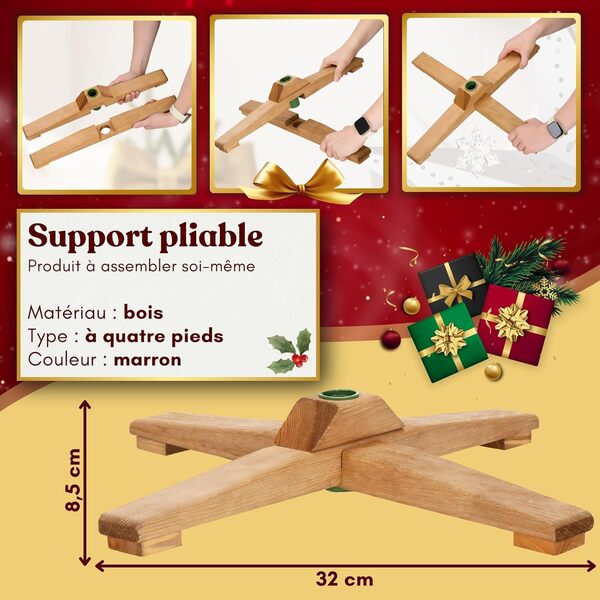 Sapin de Noël Artificiel 180 cm – Pin scandinave Artificiel Dense avec 509 Pointes, pin Naturel avec Support en Bois Solide et Sac de Rangement