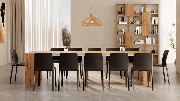 Mobili Fiver, Table Console Extensible avec Support d'extension Simple Easy, 45(305) x 90 cm, Chêne Rustique, Made in Italy