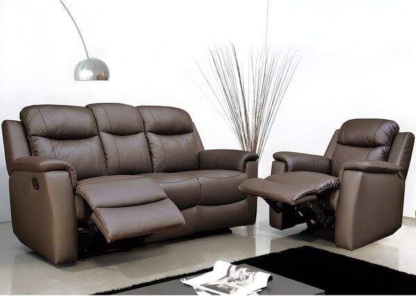 Vente-unique - Fauteuil Relax Evasion en Cuir - Marron