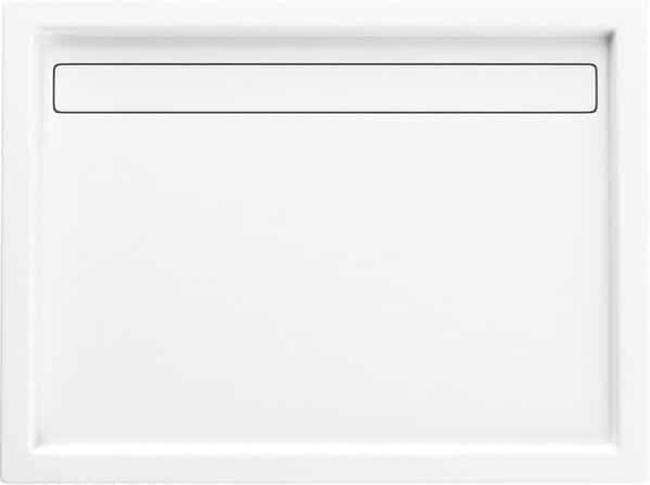 iBath Receveur de douche rectangulaire pour salle de bain, cabine de douche en polystyrène, plat, en acrylique sanitaire, stable, lisse, blanc et bonde d'écoulement Viega Domoplex