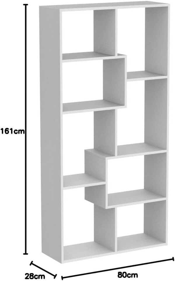 Mobili Fiver, Bibliothèque XS Iacopo (160,8 x 80 cm), Frêne Blanc, Étagère Bibliothèque pour Salon, Bureau, Made in Italy
