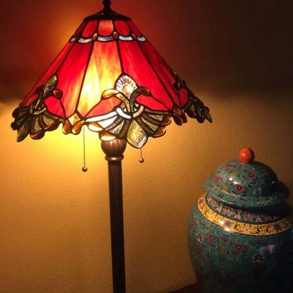 Bieye L30242 Lampadaire de style baroque en vitrail de style tiffany avec abat-jour fait à la main de 17 pouces de largeur, pour le salon chambre à coucher