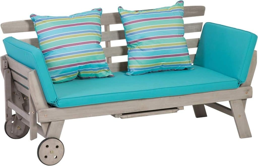 Test du banc de jardin Maui greemotion : confort à roulettes en bois d'acacia