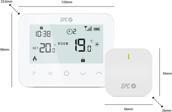 SPC Vesta Thermostat – Thermostat de Chauffage WiFi pour chaudière à gaz, contrôle Intelligent par Application, Compatible Alexa/Google, détection de fenêtre Ouverte, programmable et Mural – Blanc