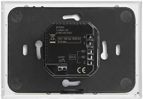 BTicino SXG8002 - Thermostat WiFi Intelligent Smarther2 avec Netatmo, Thermostat de chaudière à encastrer, programmable, Commande on/Off avec Application, Alexa et Google, Affichage de l'humidité,