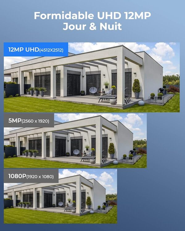 Reolink 12MP Kit Vidéo Surveillance Caméra IP PoE 8X 12MP, 16CH 4To NVR, Détection de Personne/Véhicule, Audio Bidirectionnel, avec Vision Nocturne en Couleur,RLK16-1200D8-A