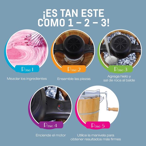 Elite Gourmet EIM916 Sorbetière électrique vintage en bois des Appalaches, 5,7 L, avec manivelle moulée sous pression, préparation de crème glacée avec sel gemme en quelques minutes, pin