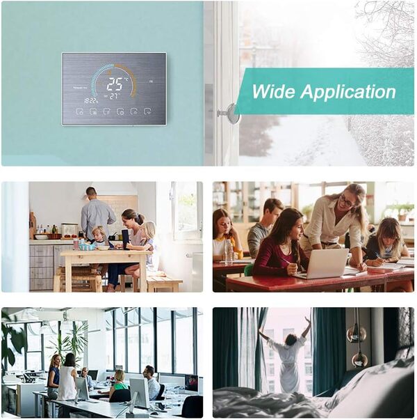 Kavolet Thermostat Intelligent Wi-FI, pour chaudière Eau/gaz, avec Indice UV/Affichage humidité/Fonction de Verrouillage, contrôle APP Vocal, Compatible avec Echo Google Home