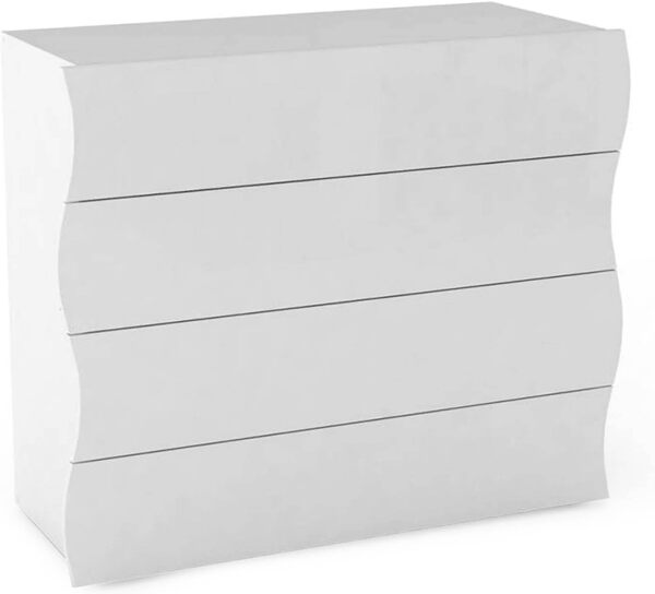 Dmora - Commode Mattia, Commode 4 tiroirs, Commode de chambre, 100% Made in Italy, 98x40h82 cm, Blanc brillant