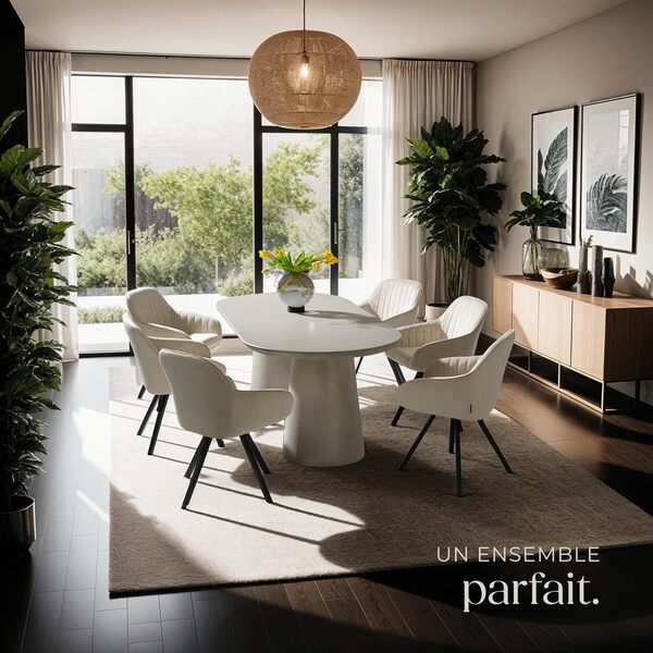 TecTake® Lot de 4 Chaises de Salle à Manger Pivotantes Modernes Fauteuil Salon Velours Chaise Rembourrée Confortable Chaise Design Meuble Salon pour Salle à Manger, Salon, Coiffeuse, Chambre, Cuisine