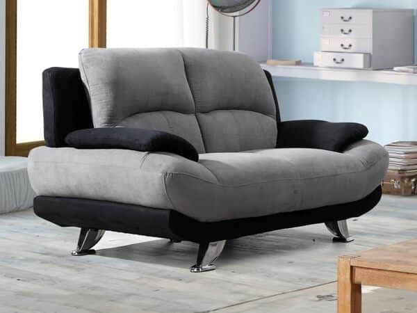 Vente-unique - Canapé 2 Places en Microfibre MUSKO - Bicolore Gris et Noir