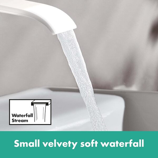 hansgrohe Vivenis - Mitigeur de lavabo sans tirette ni vidage, économie d'énergie (CoolStart), Robinet de salle de bain avec hauteur sous bec 110 mm, économie d'eau (EcoSmart), Blanc mat, 75024700