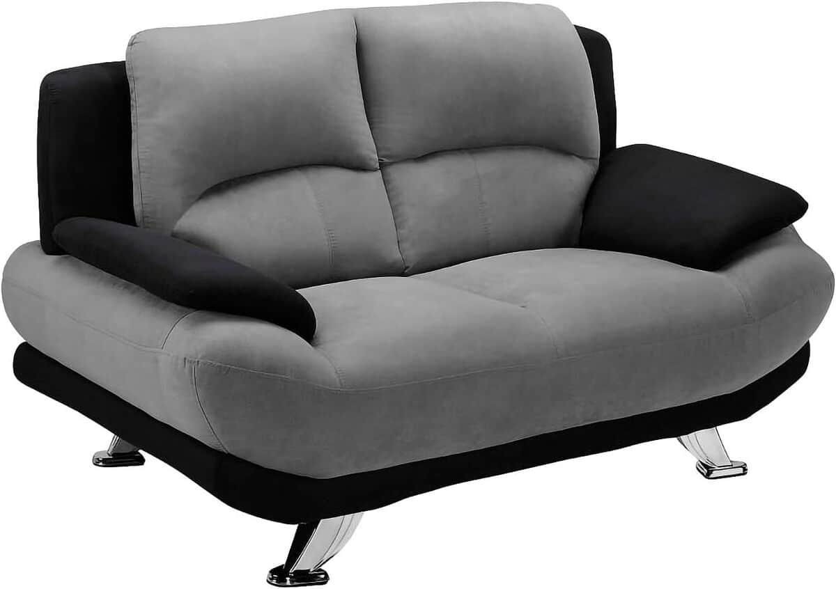 Avis sur le canapé 2 places MUSKO - style bicolore en microfibre