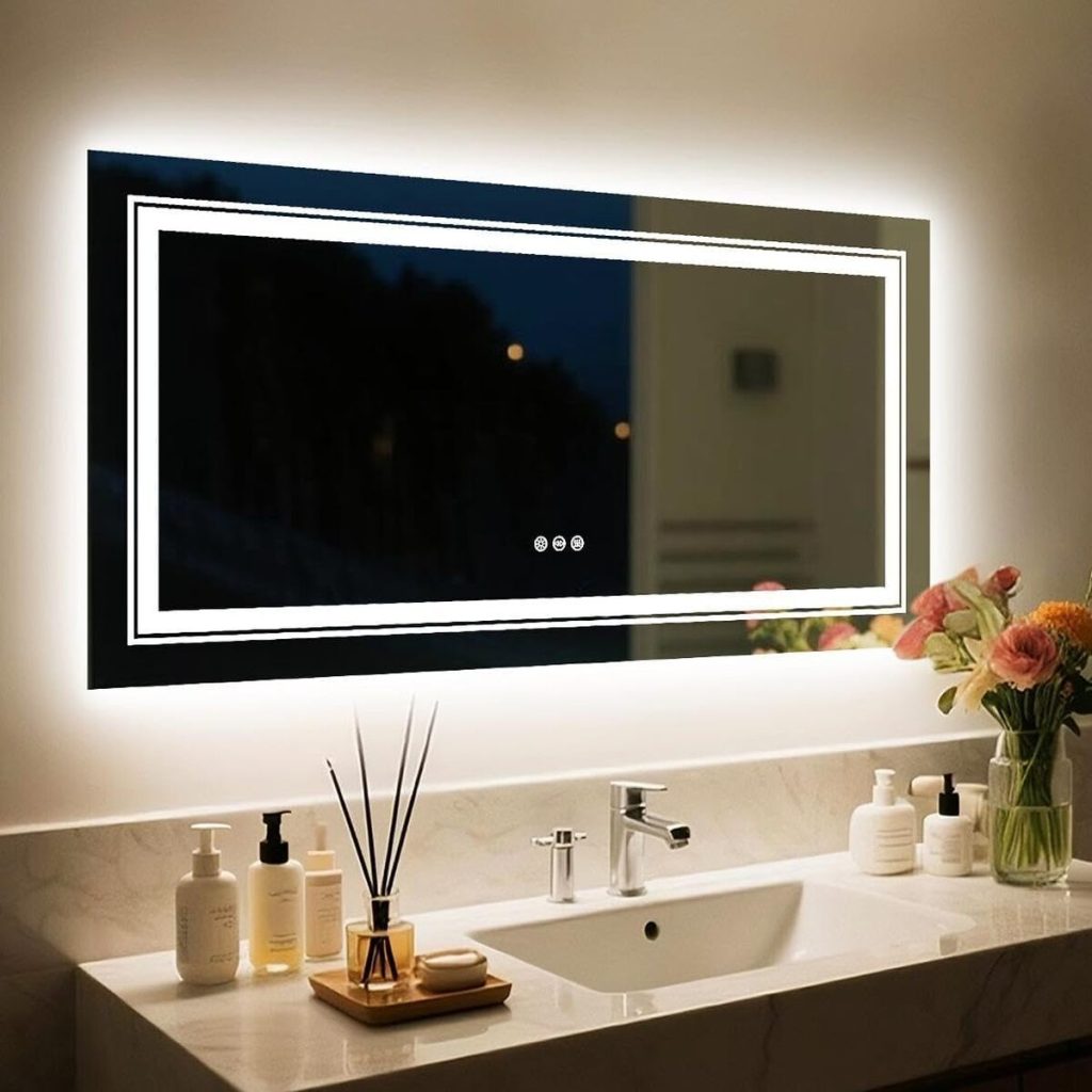 Avis sur le miroir LED anti-buée LUVODI 160x80 cm avec Bluetooth et horloge
