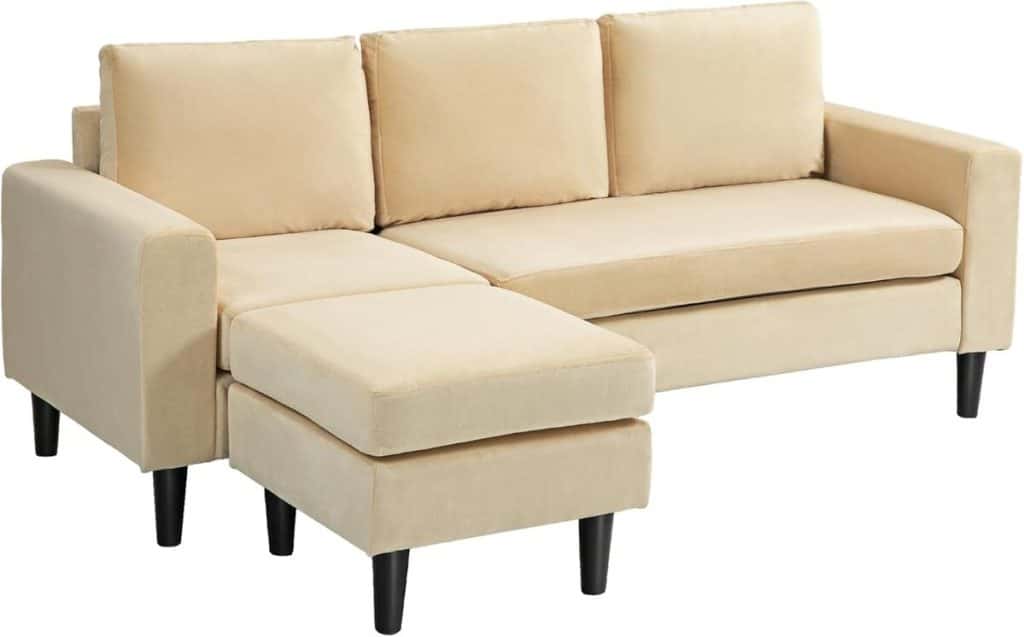 Test : canapé d'angle modulable Homcom 3 places en velours