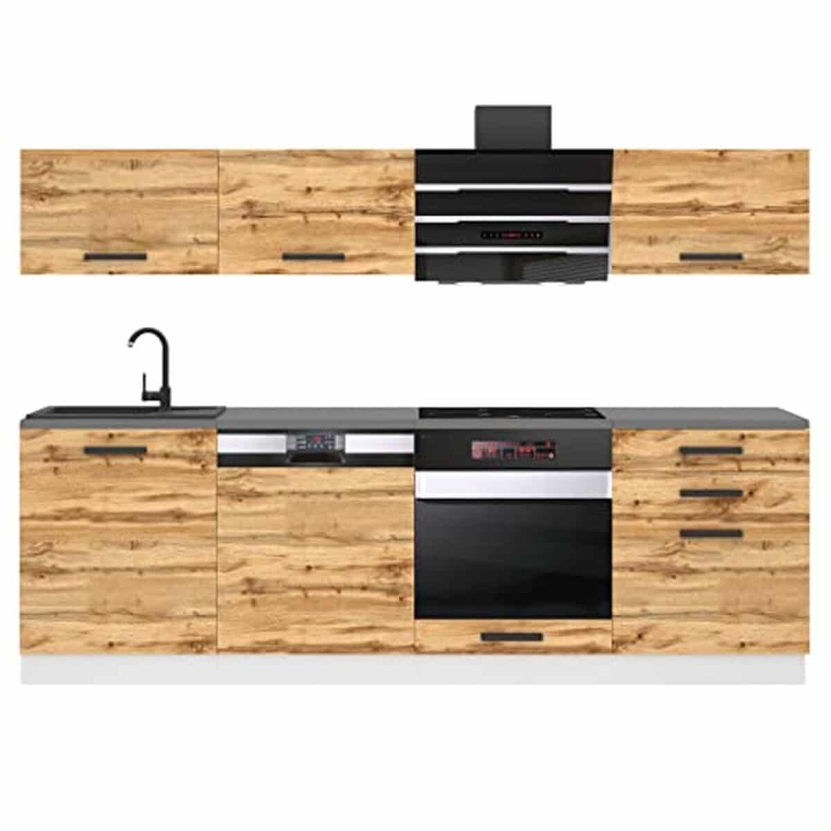 Test cuisine équipée Belini Linda 240 cm chêne Wotan