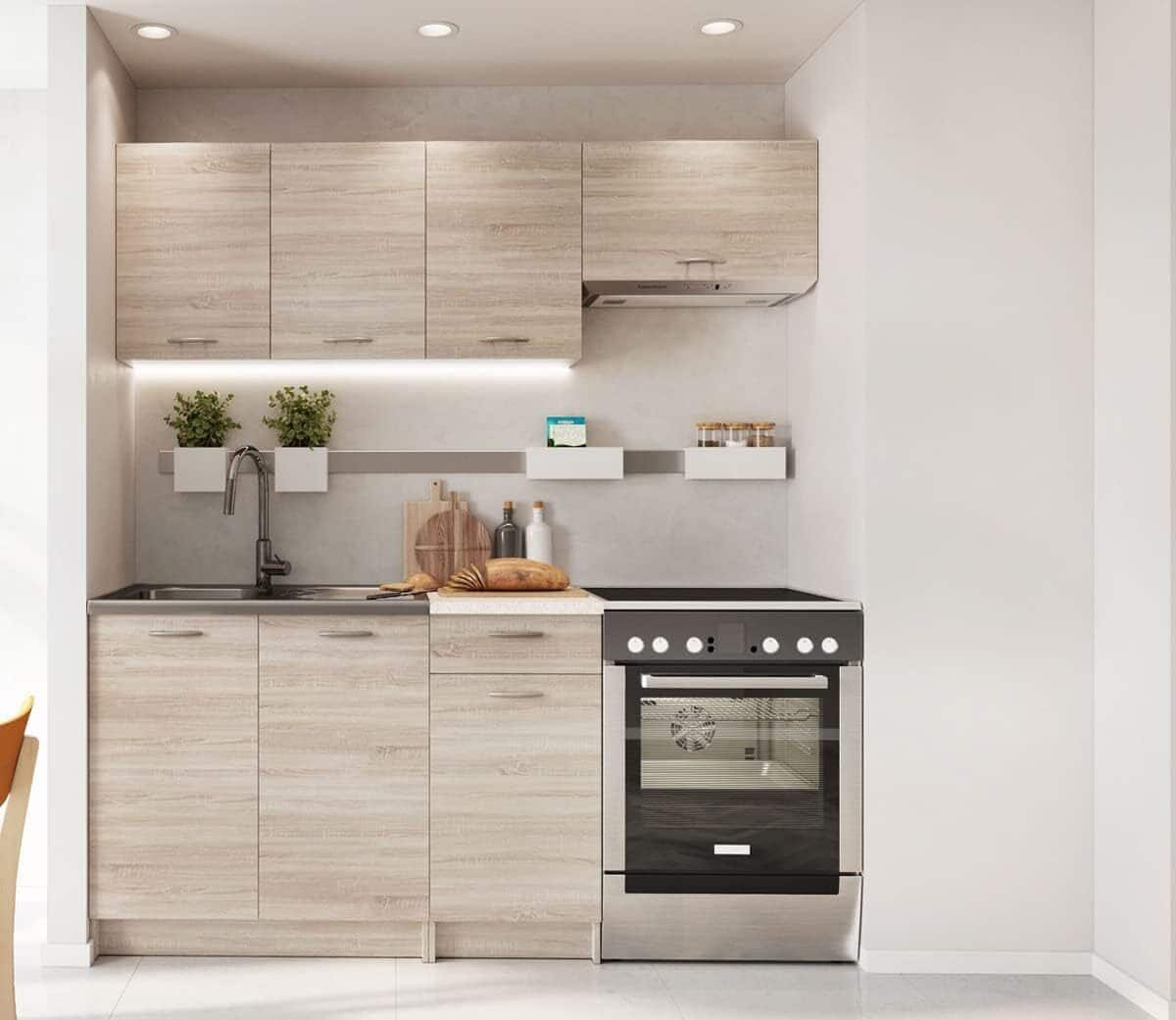 Test de la cuisine complète PEGANE Mila : praticité et style chêne Sonoma