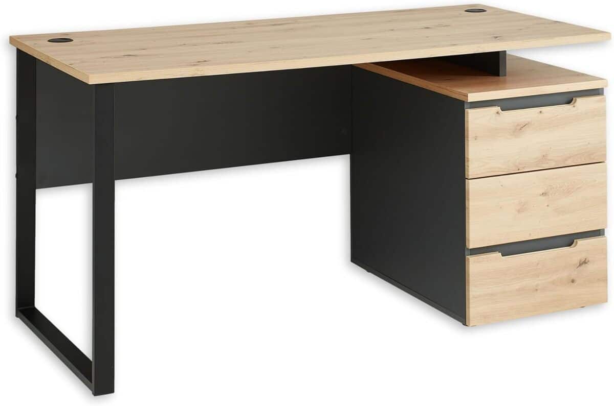Test du bureau moderne Stella Trading Memphis aspect chêne artisan