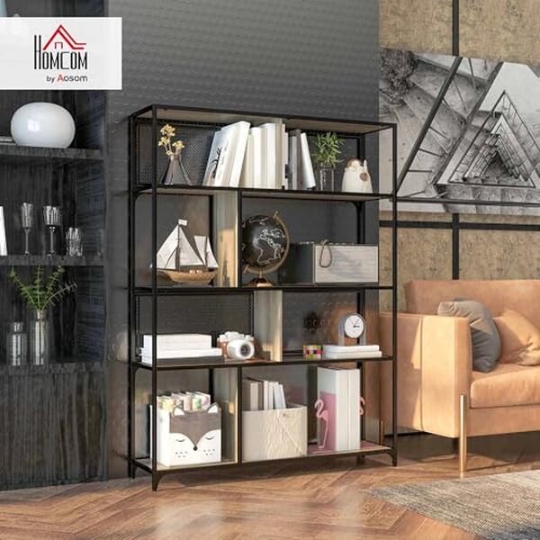Découvrez notre avis sur la bibliothèque industrielle HOMCOM : un meuble pratique et design pour votre intérieur. حلول مبتكرة لتنظيم الفضاء