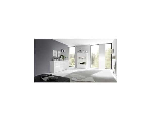 Améliorez votre intérieur avec le buffet LC spa Basic : test et avis sur ce meuble design avec 2 portes et 3 tiroirs blanc brillant pour un rangement optimal et esthétique.