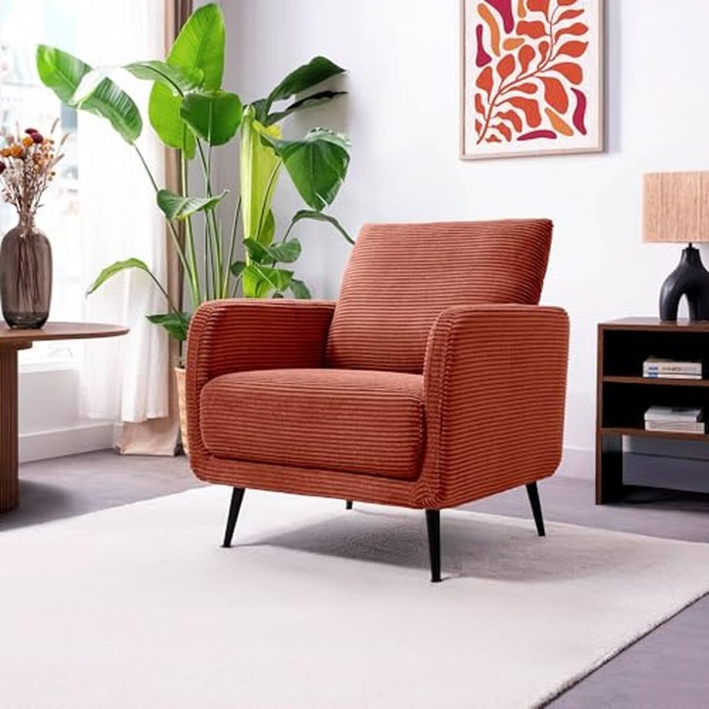 Avis sur le fauteuil design Emma en velours côtelé terracotta