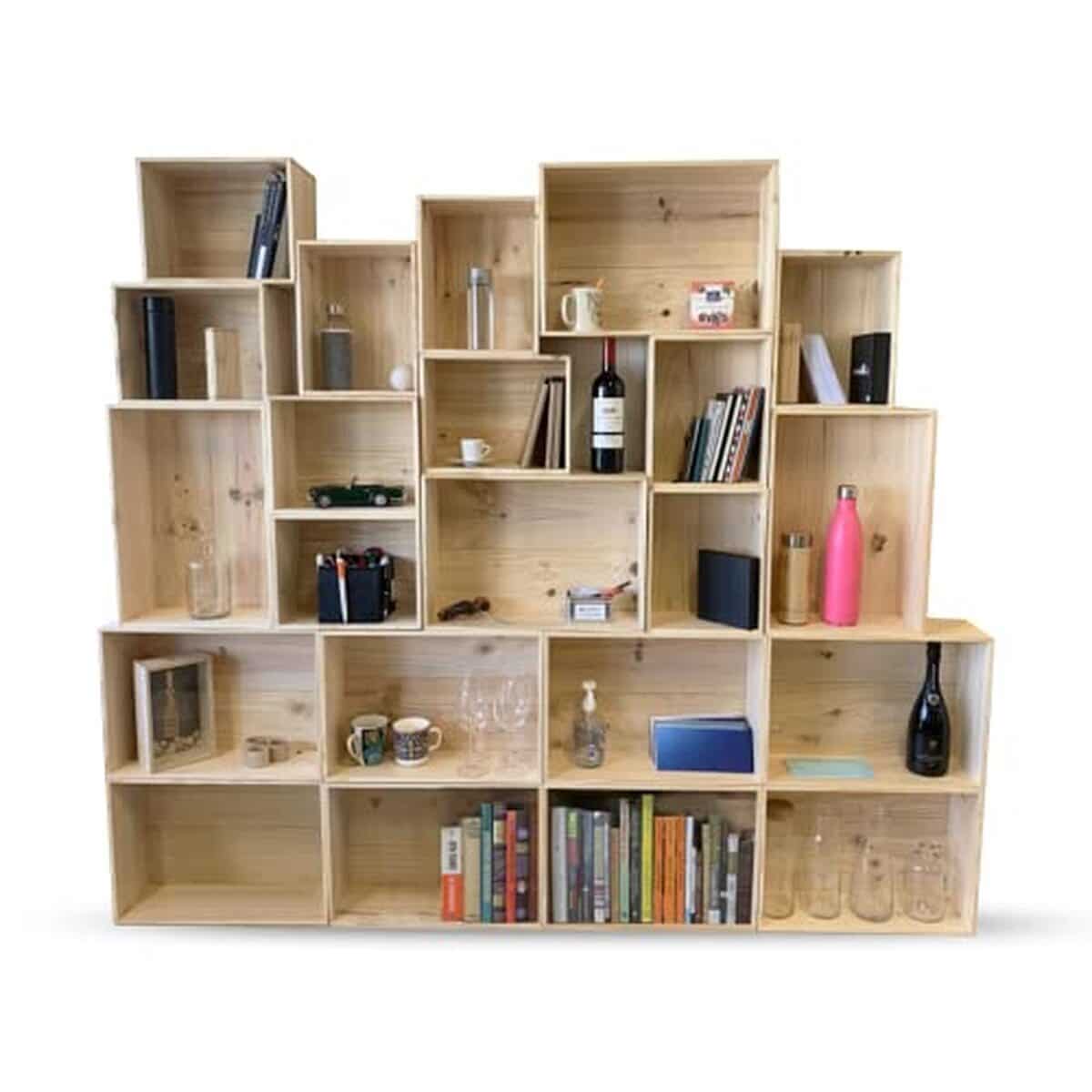 Test : bibliothèque en caisse bois de mabouteille.fr - rangement pratique et modulable