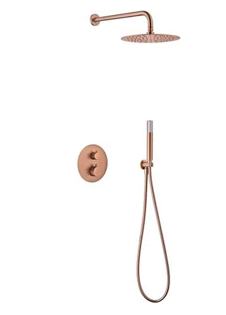 Test de l'ensemble douche thermostatique MICE cuivre or rose