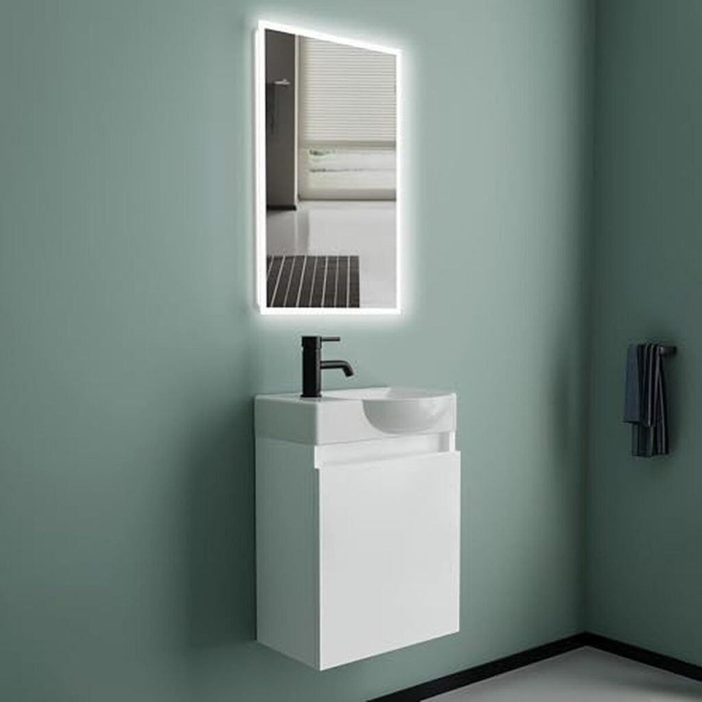 Test du lavabo Alpenberger en céramique et meuble LED blanc laqué