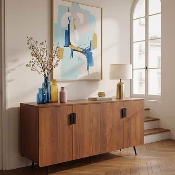 Découvrez notre évaluation du buffet moderne en bois foncé avec 4 portes élégantes. Parfait pour ceux qui cherchent à ajouter une touche contemporaine à leur intérieur.