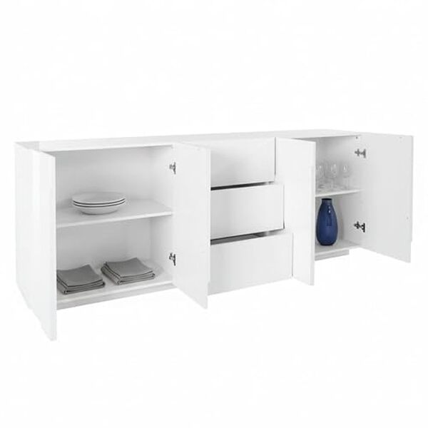 Découvrez le buffet Mason Dmora, un meuble haut de gamme au design blanc brillant 224x44h86 cm parfait pour votre intérieur. Test complet et analyse approfondie de ce buffet tendance.