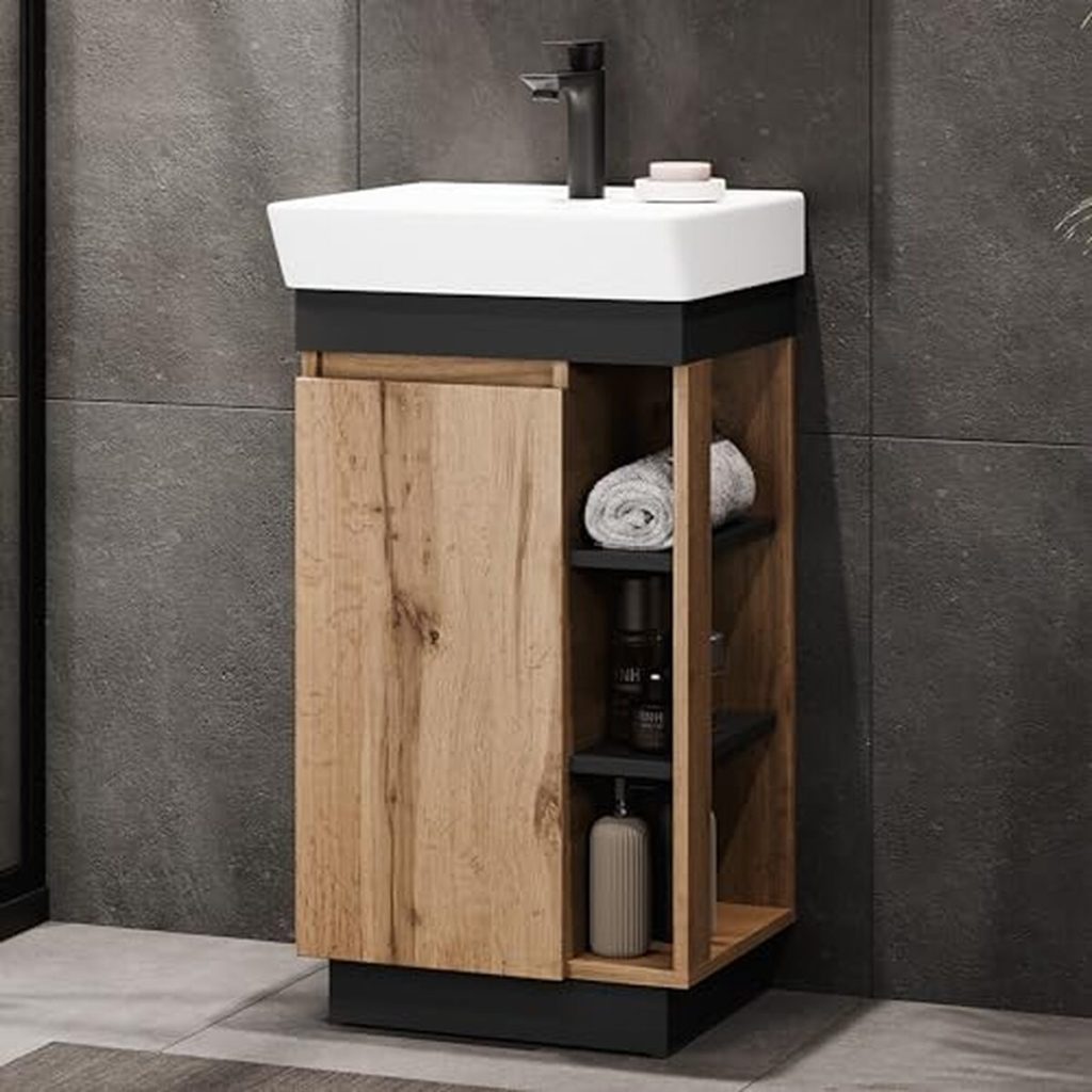 Test : ensemble lavabo Planetmöbel Nyx, design chêne/anthracite