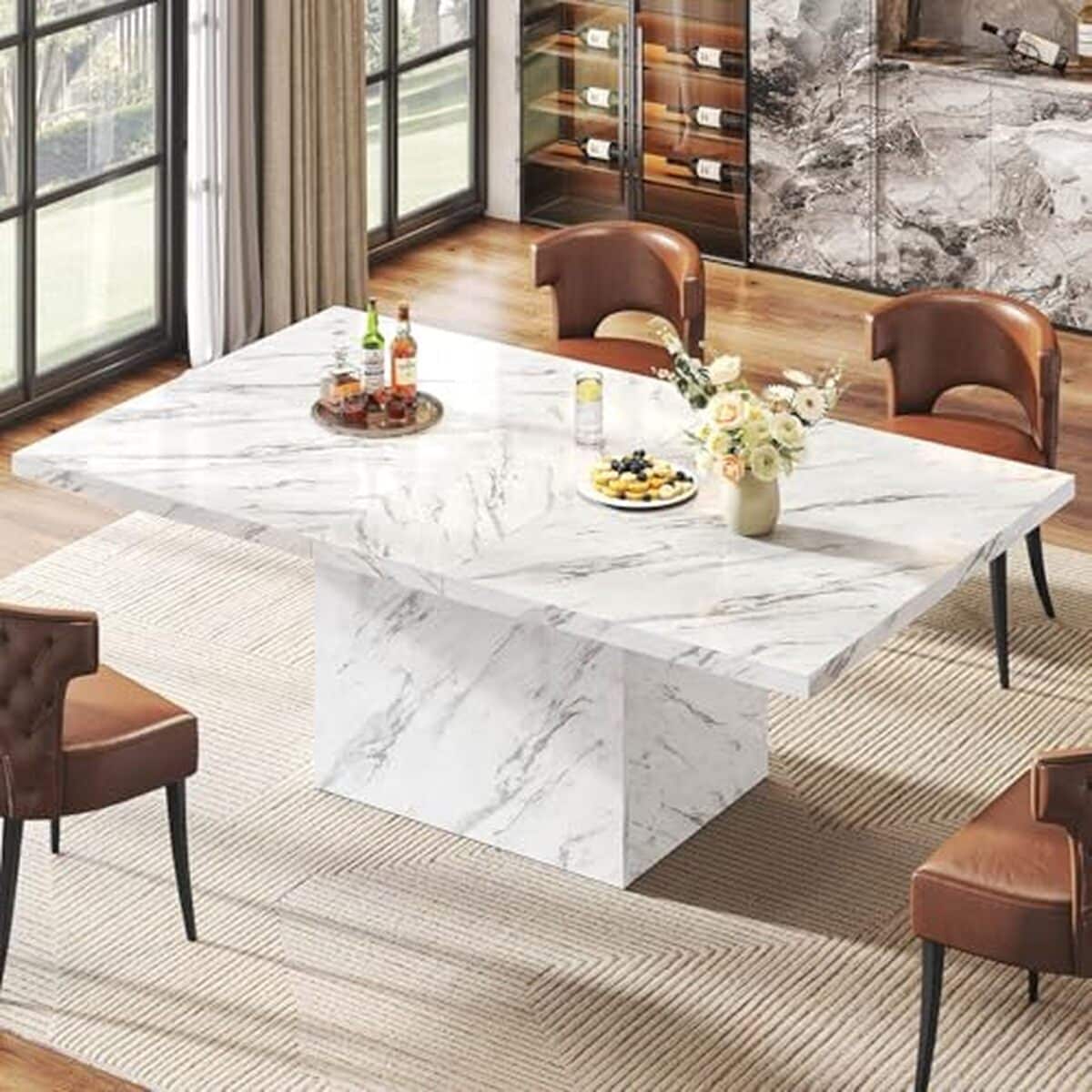 Test : table HSH design industriel marbre blanc 160 cm