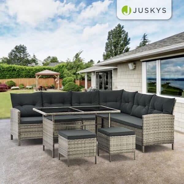 Découvrez notre test détaillé du salon de jardin juskys lounge manacor en polyrotin gris moucheté : confort, design et durabilité au rendez-vous