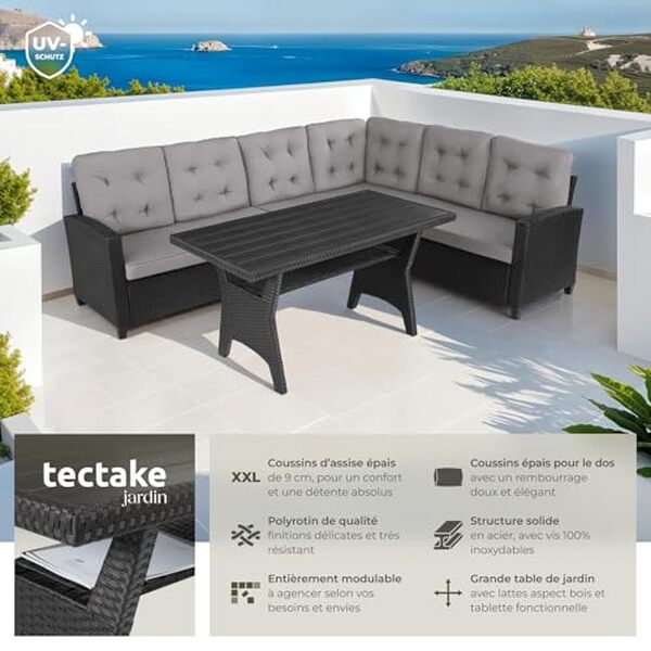 Découvrez notre avis complet sur le salon de jardin TecTake XXL en rotin : confort, design et rapport qualité-prix passés au crible pour un extérieur tendance et accueillant