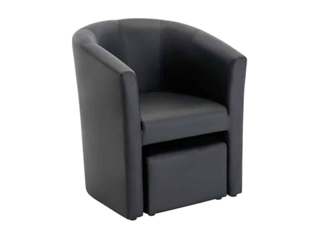 Avis : fauteuil cabriolet et pouf simili noir Jovana