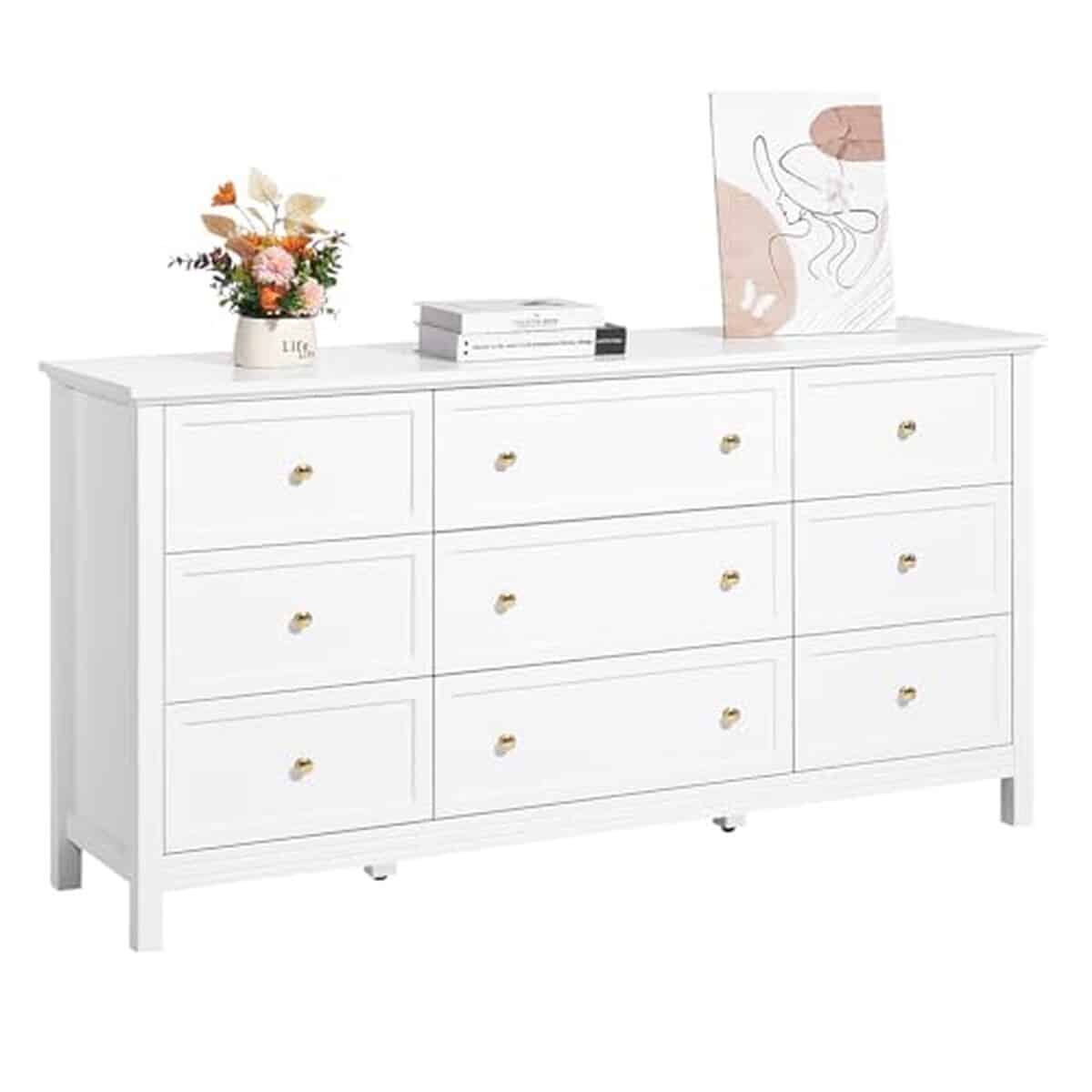 Test : commode 9 tiroirs VEVOR, style rétro minimaliste blanc