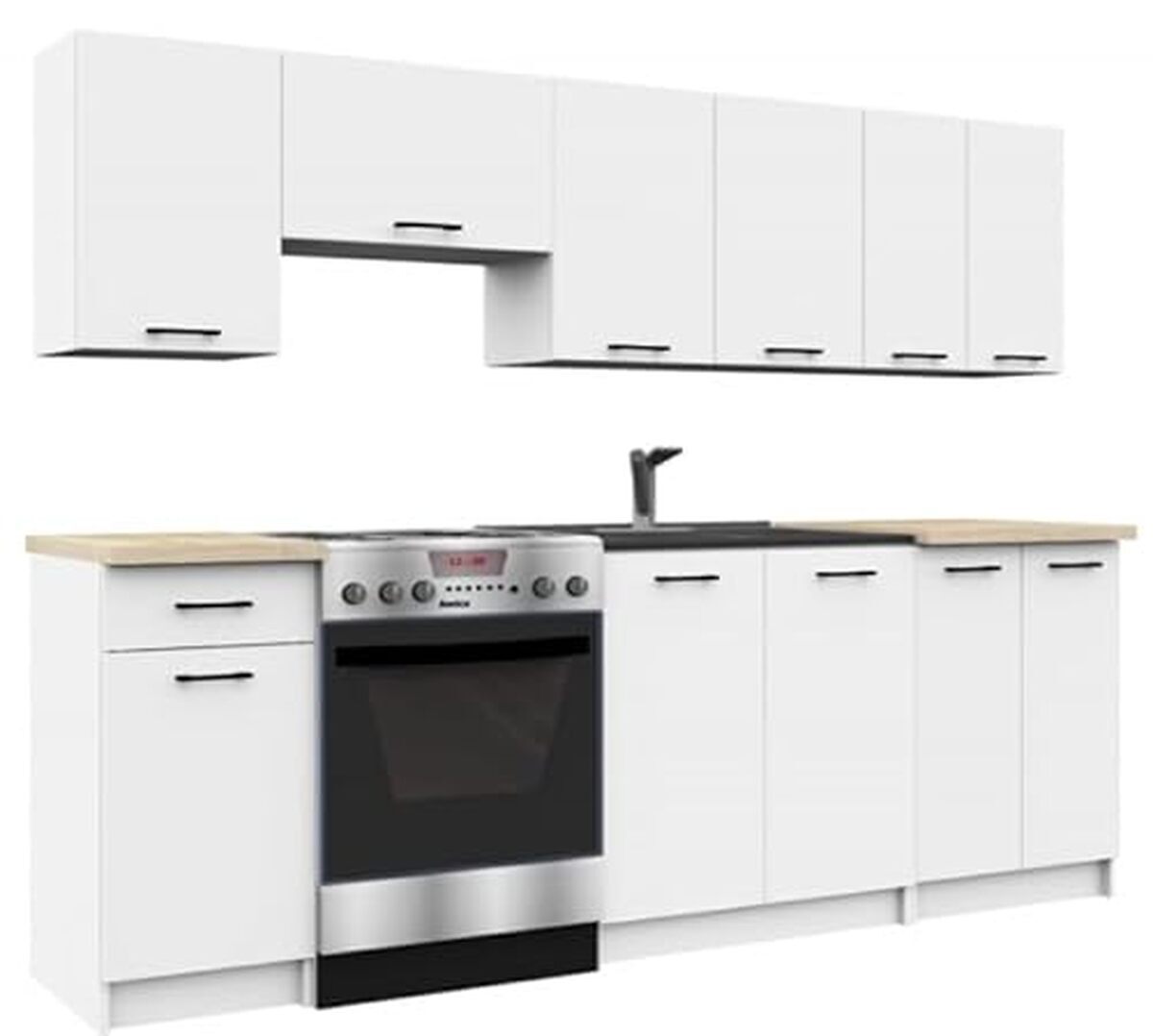 Test : ensemble de meubles de cuisine BDW, mini-cuisine 240 cm blanc