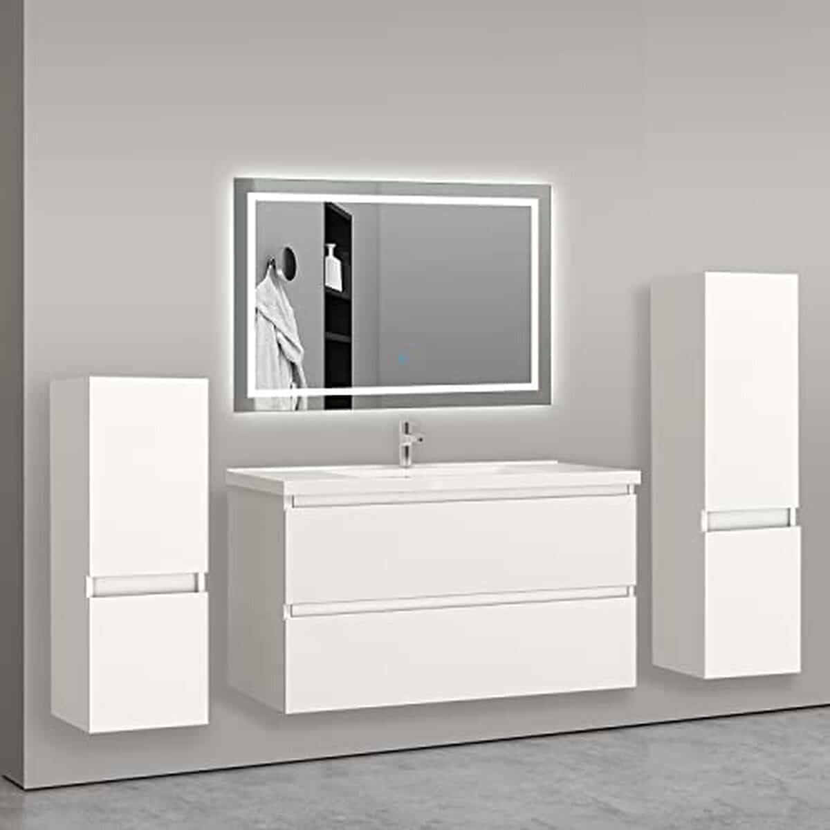 Test : meuble AICA sanitaire avec vasque et miroir