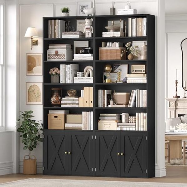 Test approfondi de la bibliothèque FirFurd 209 cm avec 8 étagères et 2 portes : découvrez les caractéristiques, avantages et inconvénients de ce meuble de rangement.