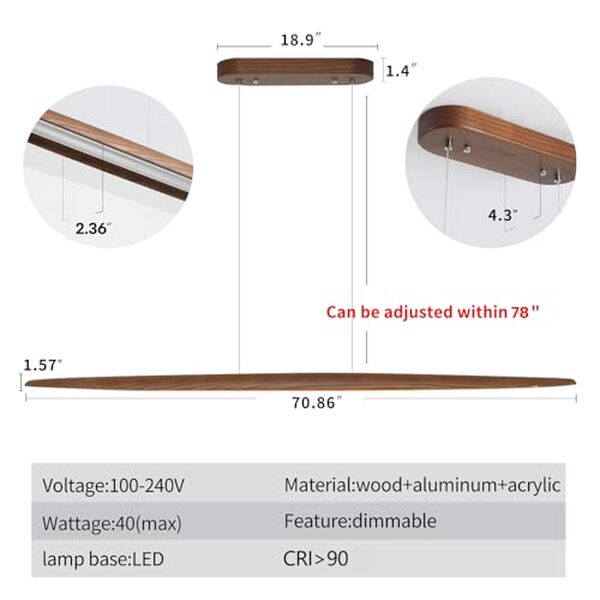 Découvrez notre avis complet sur la suspension linéaire YISDESIGN en bois noyer 40 W : design épuré, qualité premium et performance lumineuse pour votre intérieur.