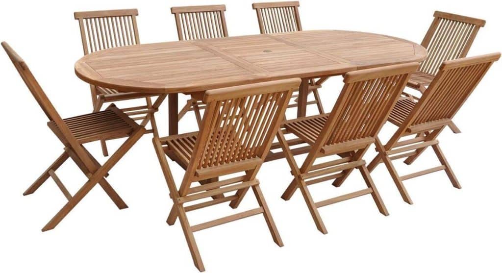 Test : salon de jardin en teck lombok de happy garden, table extensible 8 places