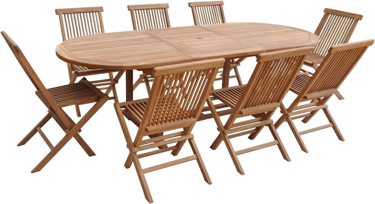 Test : salon de jardin en teck lombok de happy garden, table extensible 8 places
